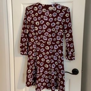 Loft Long Sleeve Floral Print Shift Dress